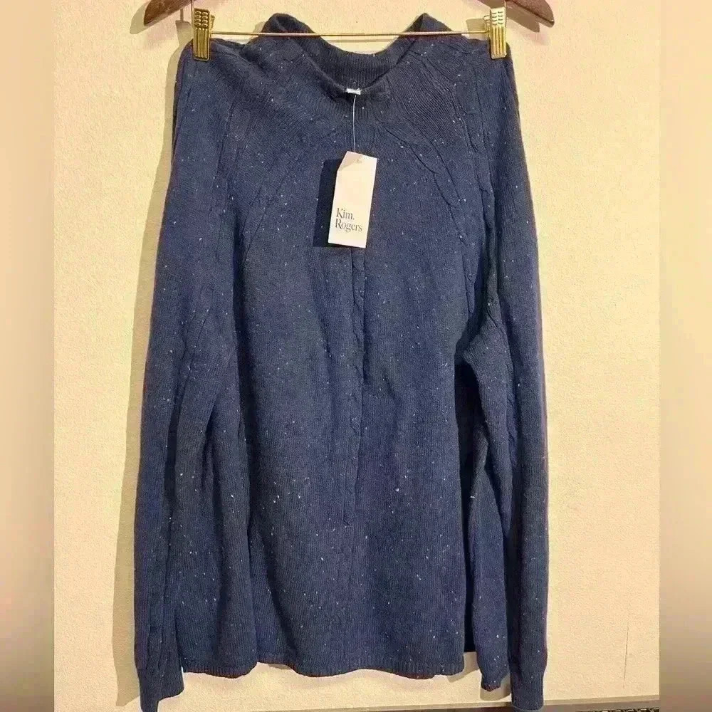 Kim Rogers NWT Womens Blue Cotton Knitted Crew Neck‎ Pullover Sweater Size XL